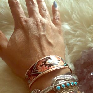 Southwestern copper cuff bracelet adjustable 6”